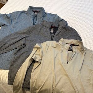 Gerry Trio of Quarter-Zip Pullovers in Blue, Gray, and Tan